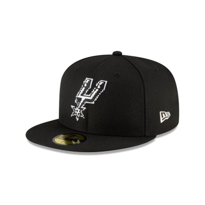 San Antonio Spurs Gorra | New Era NBA Pixel 59fifty Fitted Cap Mexico - Negros